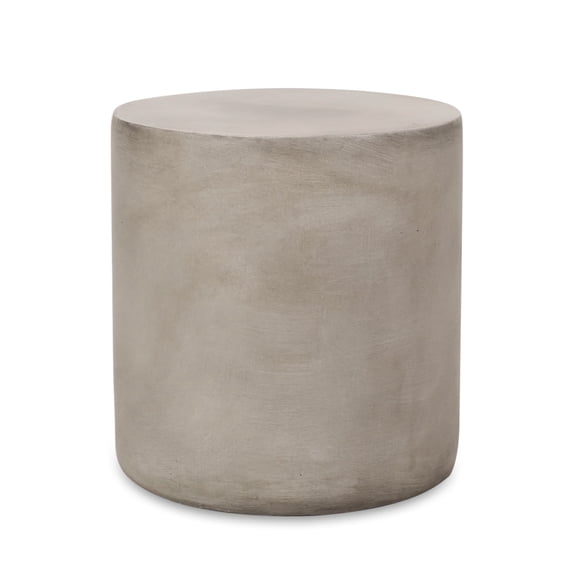 Light Gray Lightweight Concrete Outdoor Side Table Cylindrical End Table No Assembly Required