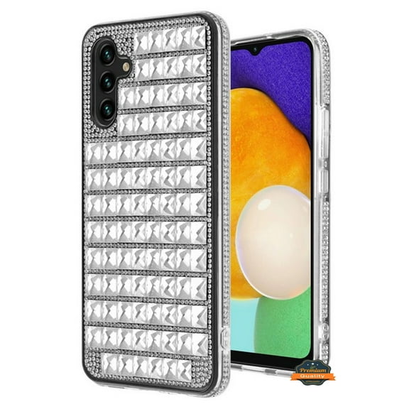 For Samsung Galaxy A04S Diamonds Sparkle 3D Crystal Glitter Bling Shiny Rhinestone Hybrid Bumper Protective Cover ,Xpm Phone Case [ Clear ]