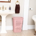 thumbnail image 6 of Mind Reader Slim Tapered Laundry Hamper with Lid, Clothes Basket with Swiss Cross Cut-Outs, Lightweight & Ventilated, Plastic, Pink, 6 of 8