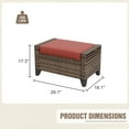 thumbnail image 3 of INTER HUT 2 Pieces Modern Outdoor Wicker Patio Footstools, Multipurpose PE Rattan Ottomans Set, Brown/Red, 3 of 9