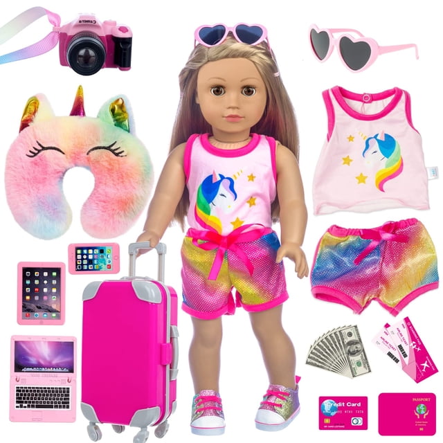 Set de ropa y accesorios para muñecas XFEYUE American de 18 pulgadas