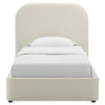 thumbnail image 5 of Platform Bed Frame, Twin Size, White, Velvet, Bedroom, Modern Contemporary Boutique HB36799, 5 of 9