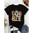 thumbnail image 2 of Women Thanksgiving Gobble Graphic Tee Fall Plaid Turkey Pumpkin Print Short Sleeve Casual Holiday T Shirt, 2 of 7