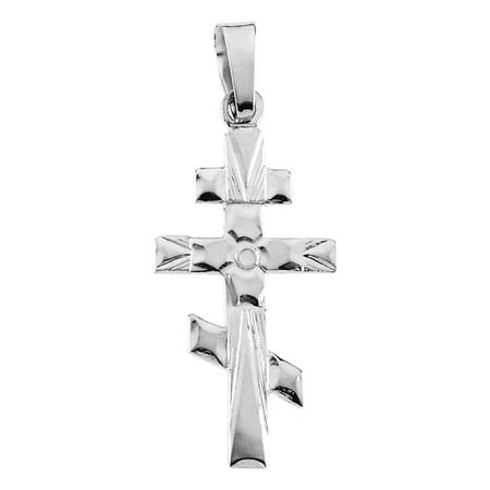 - 14K White Gold Orthodox Cross Pendant