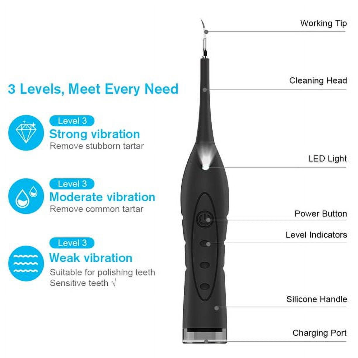 POINTERTECK Electric Dental Calculus Remover, Plaque Remover for Teeth Teeth Cleaner Tooth Tartar Scraper with 6 Replaceable Clean Heads