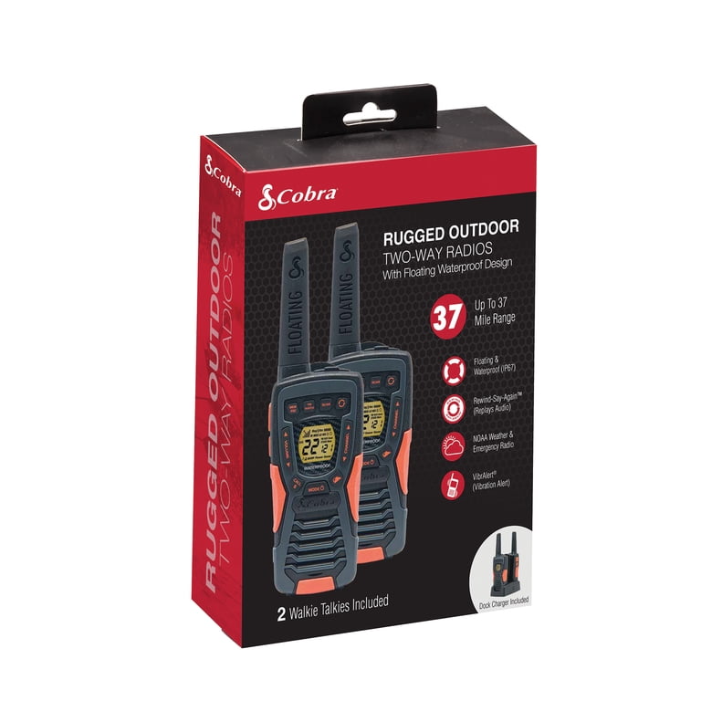 2 pack) Cobra ACXT1037R FLT Floating Waterproof Walkie Talkies 2