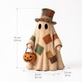 thumbnail image 3 of Halloween Ghost Decorations, Vintage Halloween Decorations, Halloween Home Decor Indoor, Cute Halloween Decor, Patchwork Burlap Ghost Figurine with Top Hat, Light Up, 3 of 7