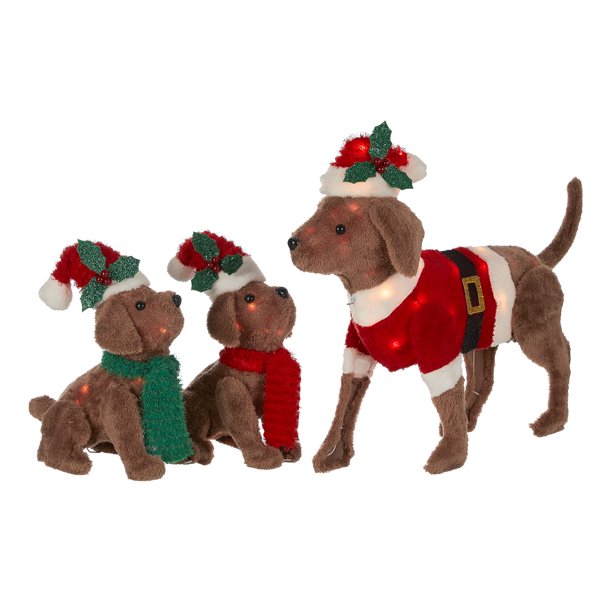 Holiday Time LightUp Plush Dog Family Outdoor Christmas Décor