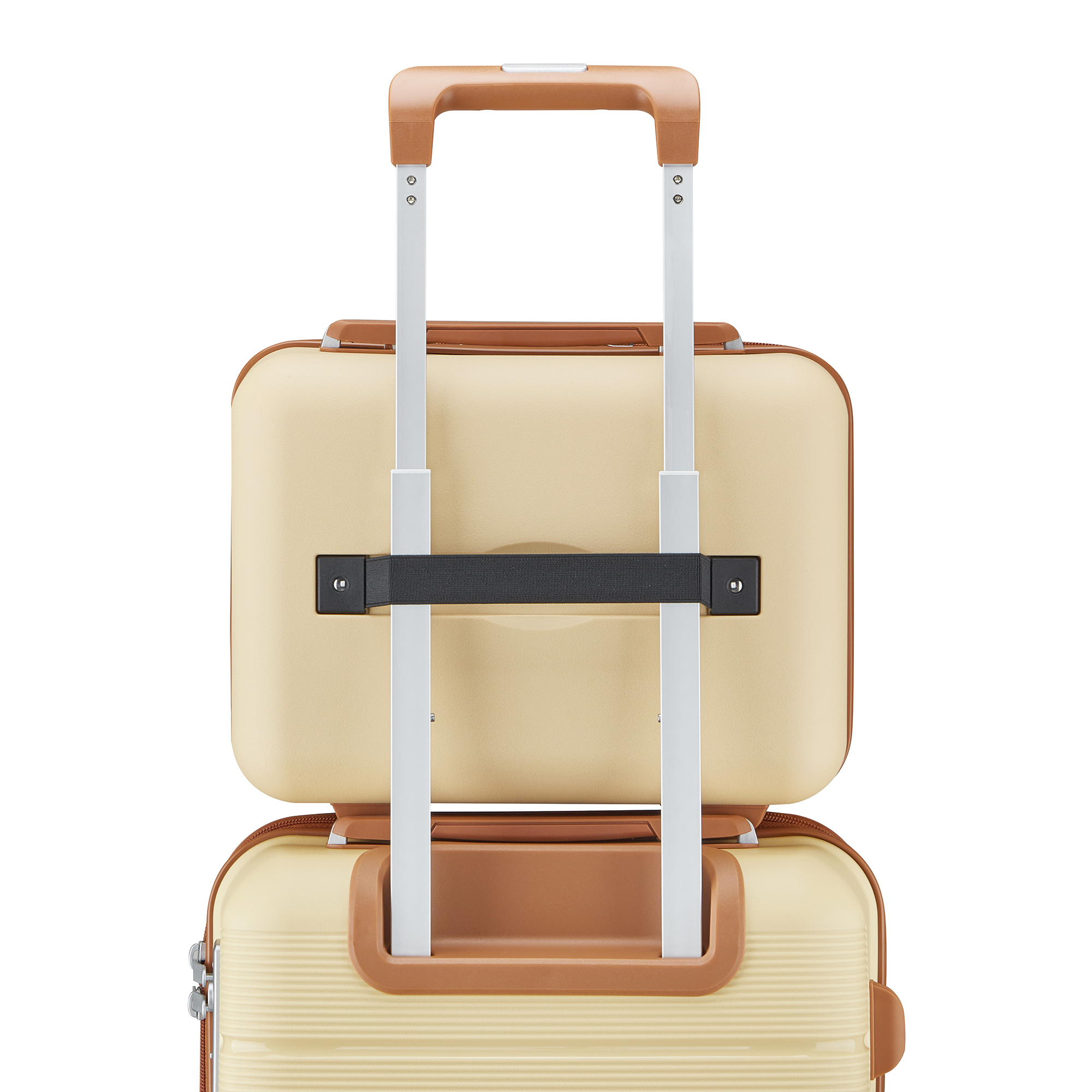 4 Piece PP Hard Shell Luggage Sets,Lightweight& Durable Suitcase with TSA Lock,Airline Certified Carry-on Luggage(14/20/24/28in),Apricot Cream