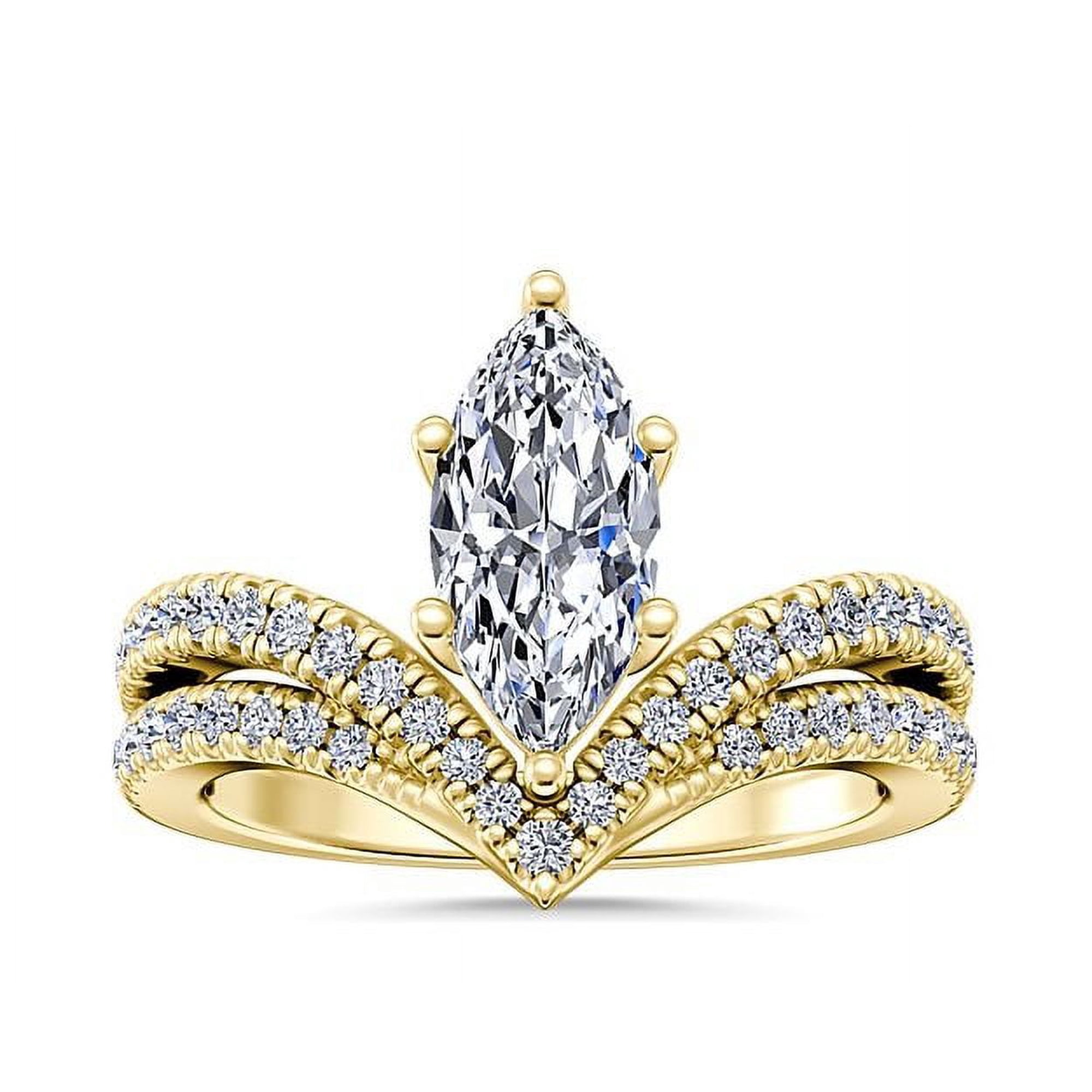 Diamond-Capitals 2.50 Ct Excellent Marquise Cut IGI Certified Lab Grown Diamond (E/VVS2) Solitiare Wedding Ring for Women Solid 18K Yellow Gold Size 3