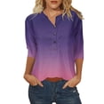 thumbnail image 1 of WEAIXIMIUNG T-Shirt à Manches Trois-Quarts Col Rond Dégradé Mode Décontractée pour Femmes Saint-Valentin, 1 of 5