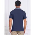 thumbnail image 3 of DARING DIVA Men's Contrast Trim Short Sleeve Button Closure Polo Shirts 2XL Navy Blue, 3 of 7