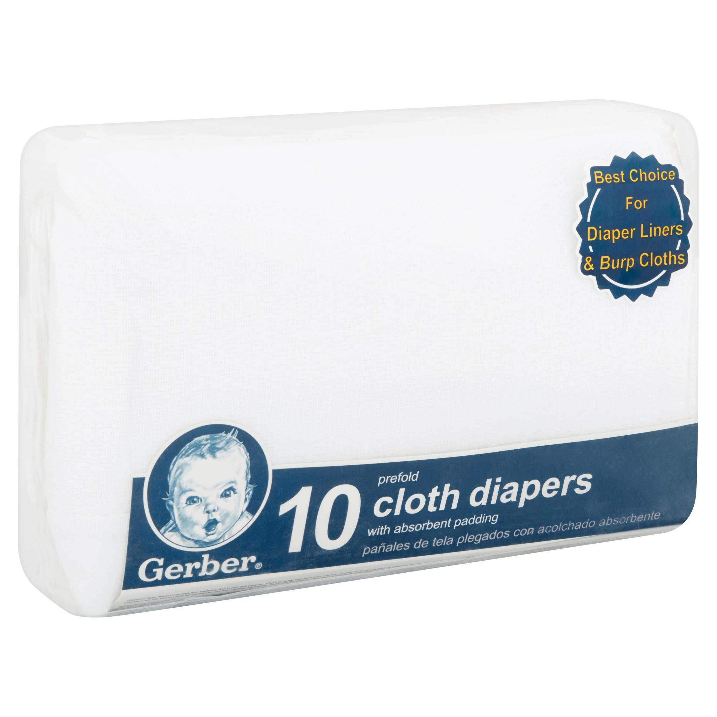 Gerber 100% Cotton Prefold Cloth Baby Diaper, White 10 Pack - image 3 of 8