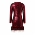 thumbnail image 5 of Women Long Sleeve Red Sequin Dress Women Carnival Outfit Sequin Party Dresses for Women, 5 of 9