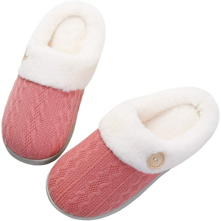 

Penkiiy Women’s Slippers Fuzzy Comfy Warm House Slippers for women Slip-on Slippers Soft Cozy Plush for Indoor Outdoor winter Knitted slippers 42-43 Watermelon Red