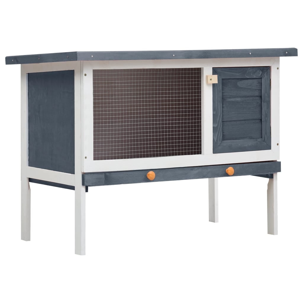 vidaXL Durable Outdoor Rabbit Hutch Bunny Cage with Pull-Out Tray, Solid Pine Wood