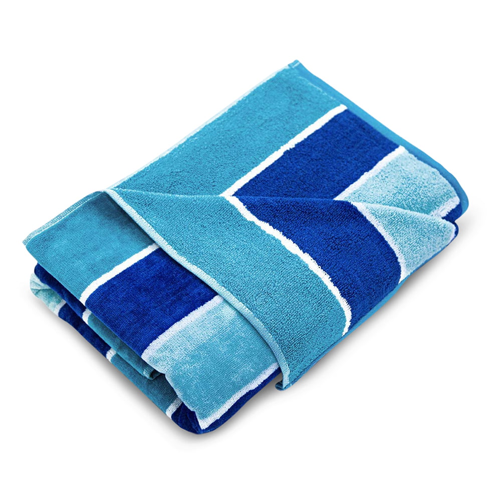 Trident Towels Cabana Beach Towels - One Side Sheared Pool Swim Travel Easy Care Colors Luxury Beach Towels Set of 2, Ocean Sight - 100% Cotton Yoga Super Soft 