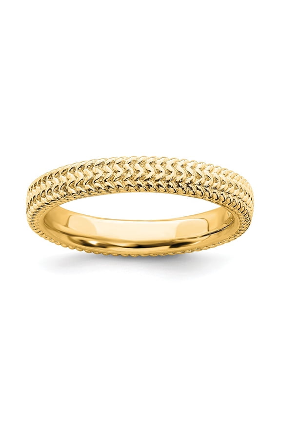 925 Sterling Silver Stackable Expressions Gold-plated Ring Size: 5; for Adults and Teens; for Women and Men