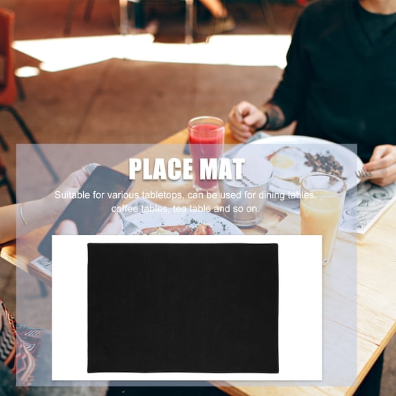 KALLORY Washable Non-Slip Placemats Black Linen Dining Table Mats 4Pcs