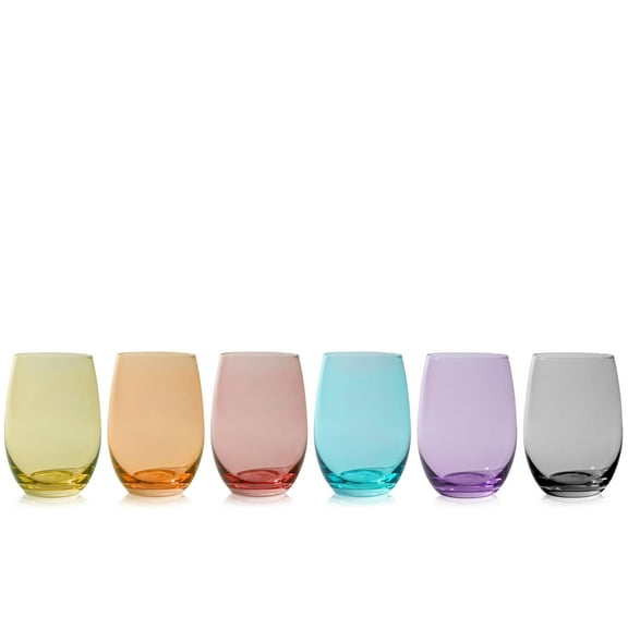 True Wine Glasses, Cocktail Drinking Glasses, 18.5 oz, Set of 6, Multicolor
