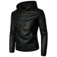 thumbnail image 2 of DPTALR Men's Leather Plus Fleece Jacket, Motorcycle Jacket, Warm Leather Jacket, 2 of 9