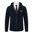 thumbnail image 5 of Mens Jacket Sweater Fashion Knitted Standing Neck Long Sleeve Mens Workout Jacket,Navy,3XL, 5 of 5