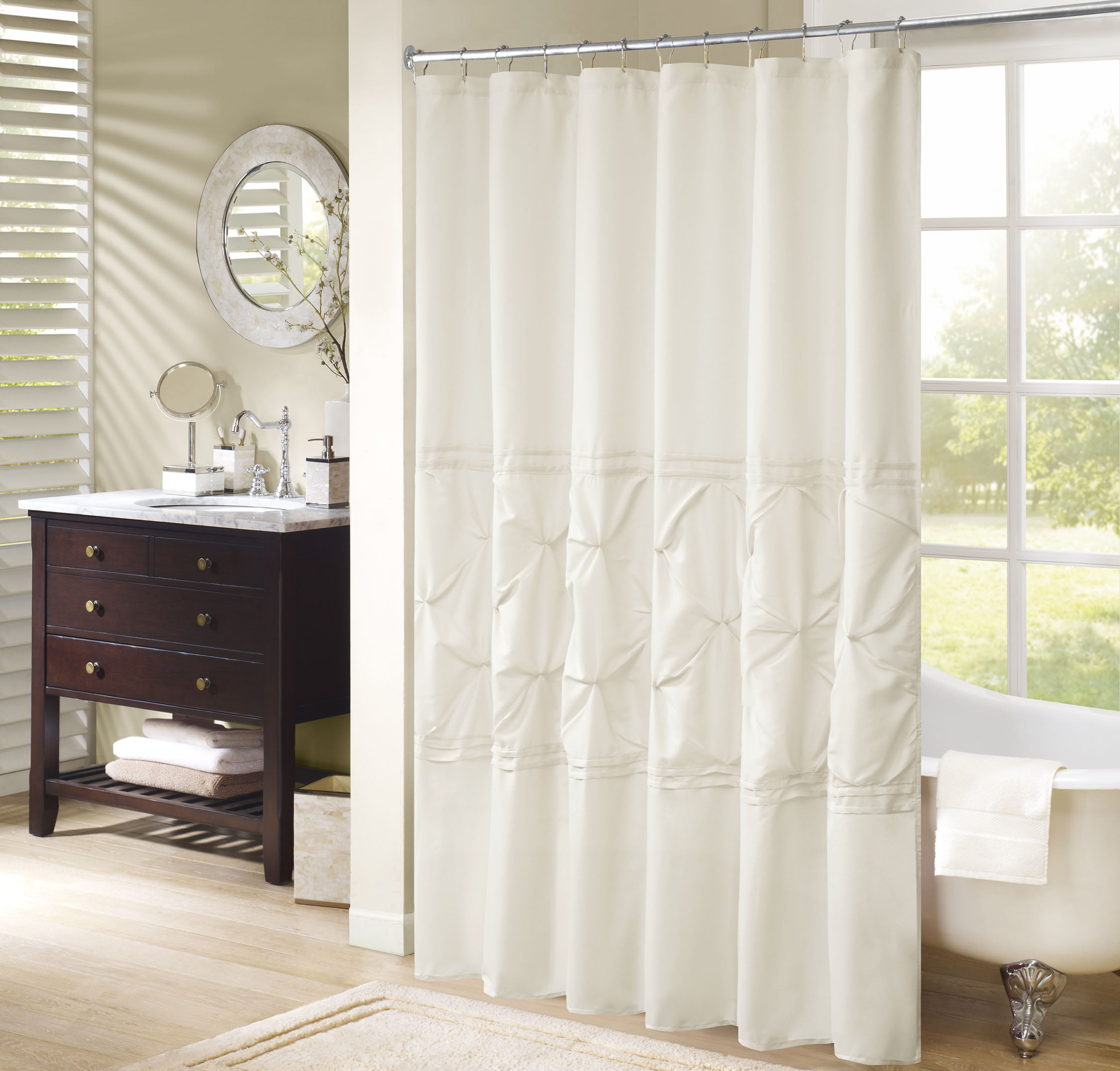 Comfort Spaces Cavoy Tufted Ruffle, Tufted Shower Curtain