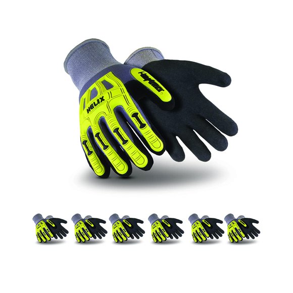 HexArmor Cut-Resistant Impact-Protection Nitrile Palm Knit Work Gloves 6-Pack | Helix® 1095 | Large