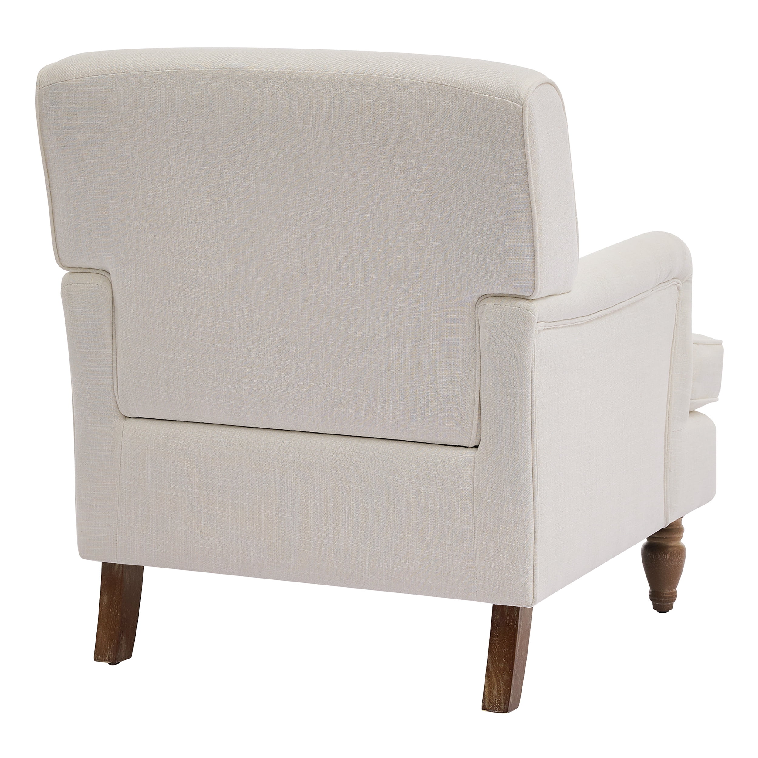 MAYEERTY Vintage Linen Upholstered Armchair - Antique Wood Legs, For Living Room/Bedroom, Cream