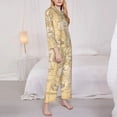 thumbnail image 4 of Kll World Map Print Women'S Long Sleeve Pajamas With Pants Sleepwear Loungewear 2 Set-Large, 4 of 9