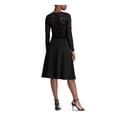 thumbnail image 2 of LAUREN RALPH LAUREN Womens Black Embroidered Lace Floral Long Sleeve Jewel Neck Below The Knee Wear To Work Fit + Flare Dress 12, 2 of 2