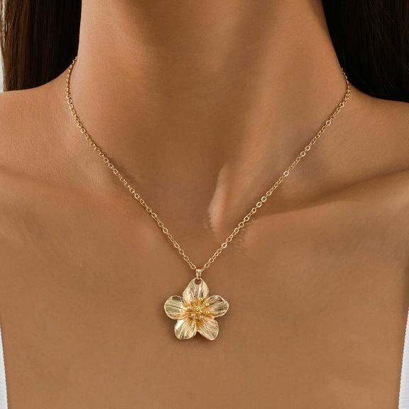 Retro Simple High-grade Simple Flower Metal Necklace