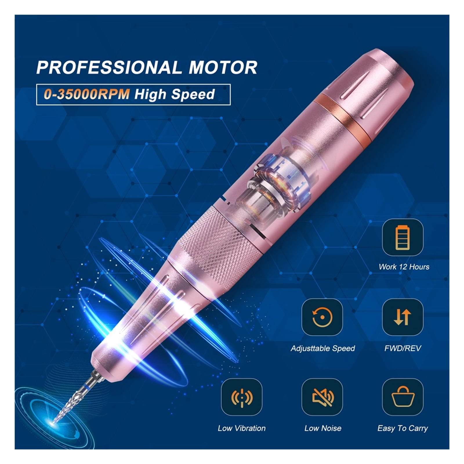 35000 RPM Nail Drill For Manicure, Electric Nails Sander, Nails Polisher, Cutter File For Nail Art Equipment, Nail Sander Bits