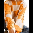 thumbnail image 1 of Suéter Holgado de Punto Acanalado con Cuello Redondo y Larga para Mujer, Moda de Otoño Naranja M, 1 of 9