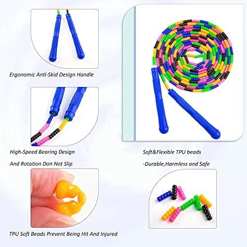 Long Double Dutch Jump Rope 16 Ft 2 Pack, Jump Rope for Kids Adults, Beaded Segmented Skipping Rope