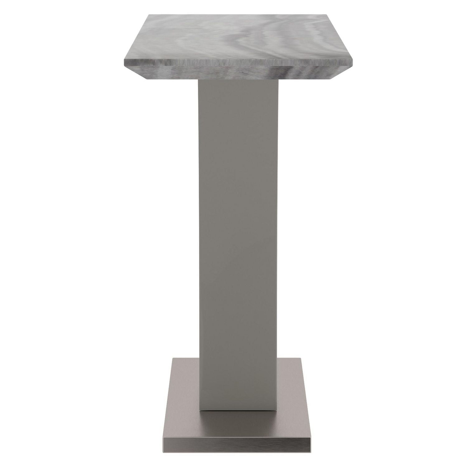 Contemporary Faux Marble & Stainless Steel Console Table in Grey