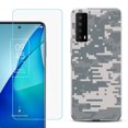 thumbnail image 1 of Slim-Fit Gel TPU Phone Case for TCL Stylus 5G, with Tempered Glass Screen Protector, by OneToughShield ® - Digital Camo, 1 of 3
