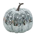 thumbnail image 3 of Halloween Sparkling Mirror Glass Pumpkin Decor High Gloss Reflective Tile Ornament Faux Stem Pumpkin Statue for Tabletop Mantel Fall Harvest Home Decoration, 3 of 7
