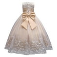thumbnail image 3 of IBTOM CASTLE Flower Girl Lace Dress for Kids Wedding Bridesmaid Pageant Party Formal Long Maxi Gown Princess Communion Tulle Bow Dresses 6-7 Years Champagne, 3 of 9