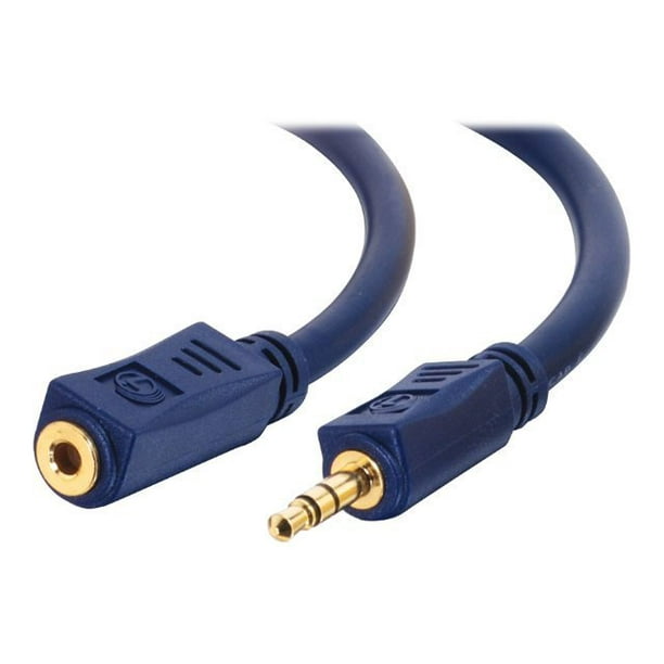 C2G Velocity Audio Stereo 12ft Velocity 3.5mm M/F Extension Cable - Câble d'Extension Audio - Stéréo mini jack Mâle à Stéréo mini jack Femelle - 12 Pieds - Blindé - Bleu