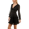 thumbnail image 2 of B. Smart Long Sleeve Ruffled V Neck Dress, 2 of 4