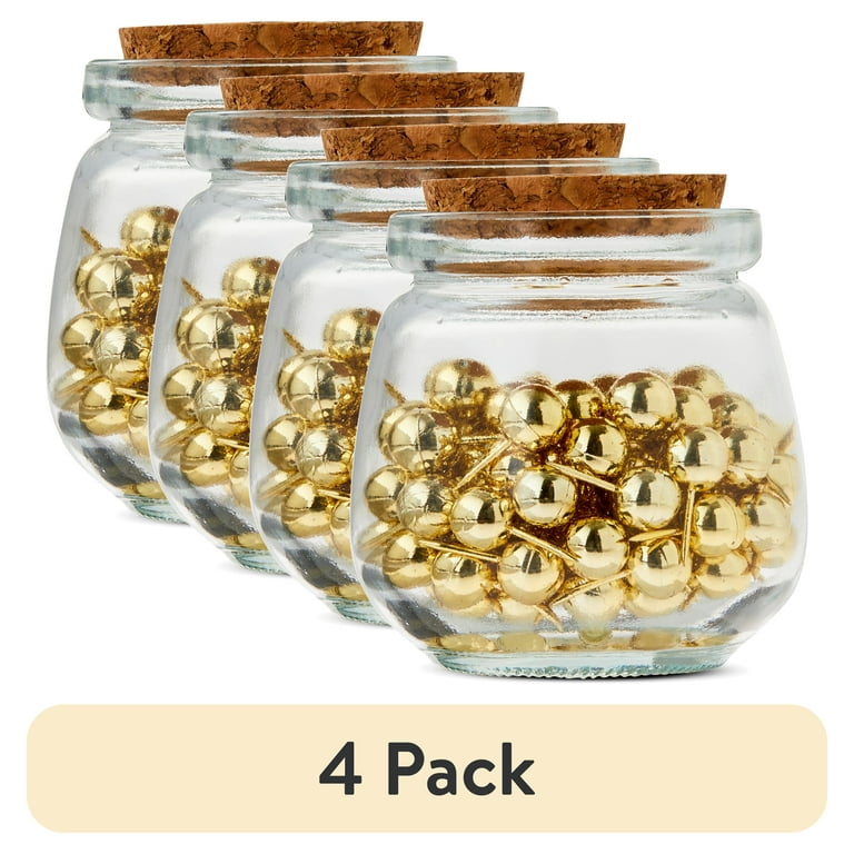 Pen+Gear Gold Push Pins, 100 Count with Glass Jar photo 1
