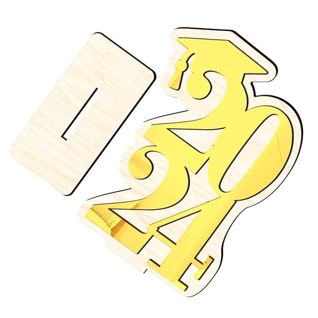 HOOWIFFY Golden Wooden Sign 2024 for Graduation Party Centerpieces and Grad Celebration Decor