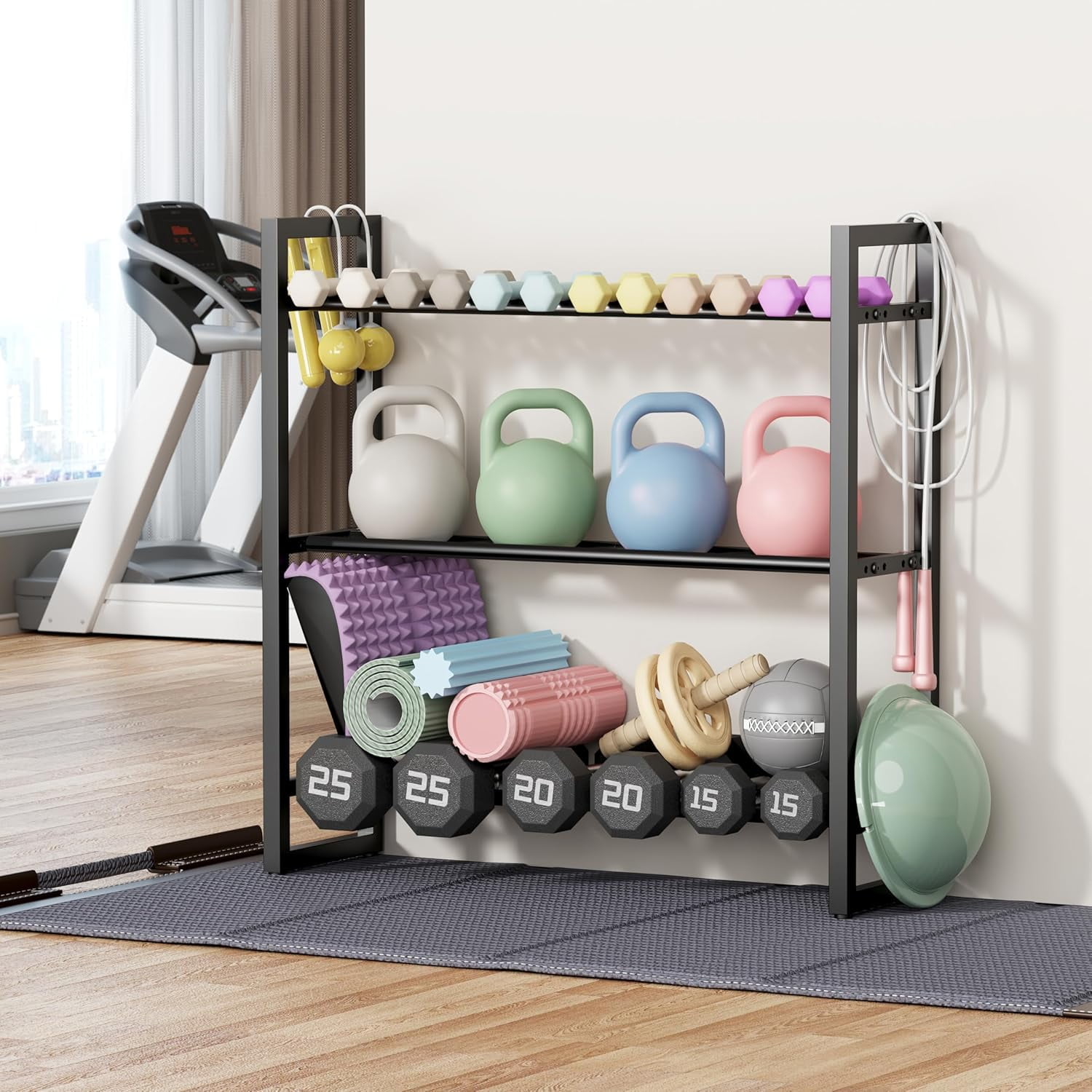 Niffgaff 3 Tier Dumbbell Rack Weight Rack Stand Only for Home Gym Storage Organizing Dumbbells Up to 390 lb Capacity