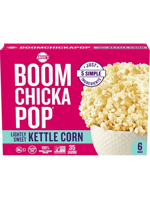 Angie's BOOMCHICKAPOP Lightly Sweet Kettle Corn Microwave Popcorn, 6 Count, 3.29 oz. bags