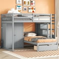 thumbnail image 3 of Pinovk Full Over Twin Bunk Bed with Wardrobe, Drawers, Gray, 3 of 21