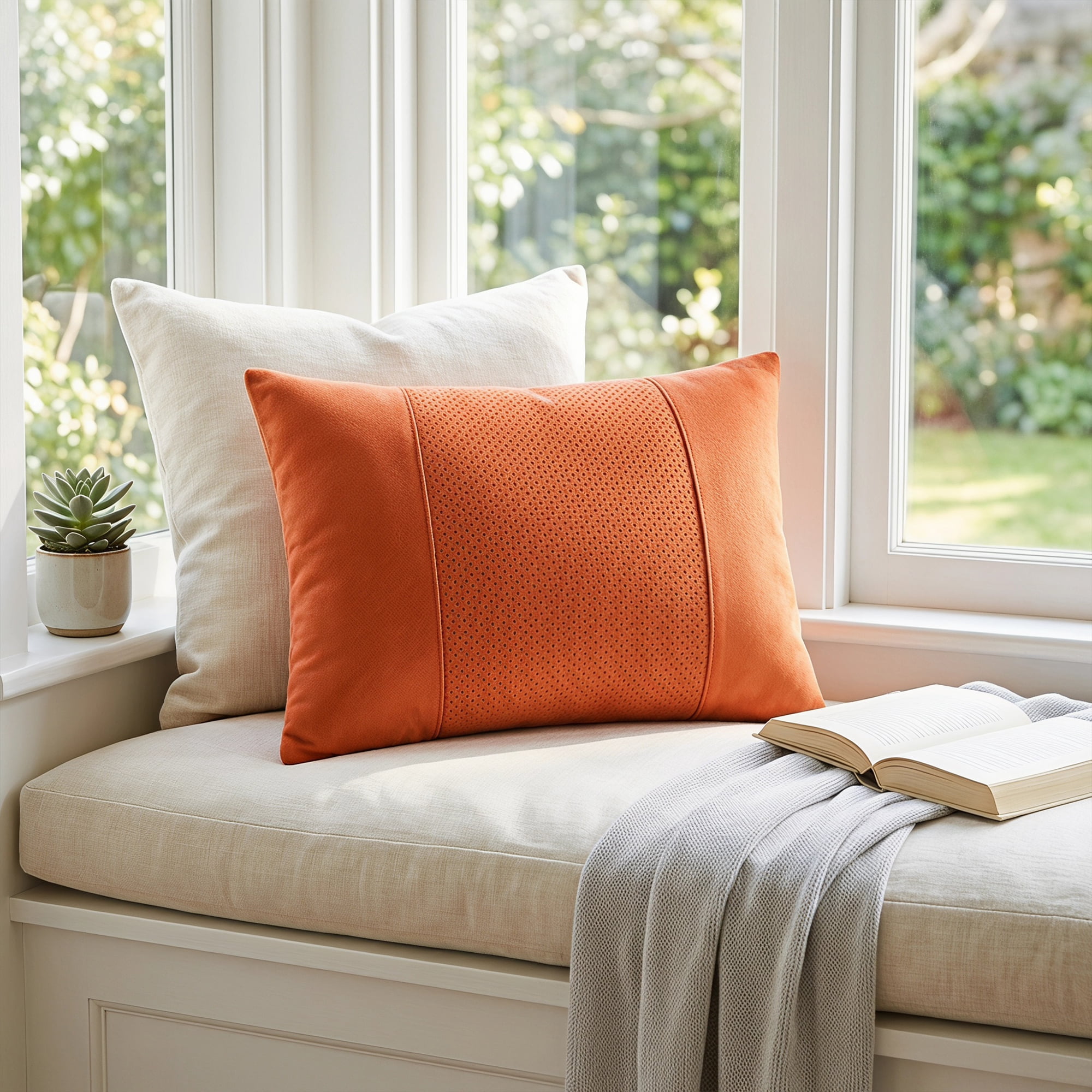 Unique Bargains Lumbar Support Pillow Down Back Support Orange 14.2" x 9.8"