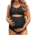 thumbnail image 3 of Sociala Maternity Square Neck One Piece Swimwear for Womens Modest Cut Out Bathing Suits Pregnancy Swimsuit, 3 of 7