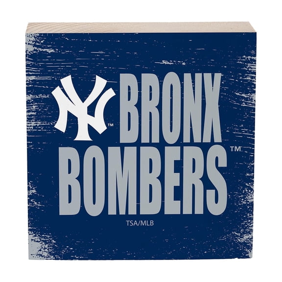 New York Yankees 6" Square Fan Chant Wood Block Shelf Sign