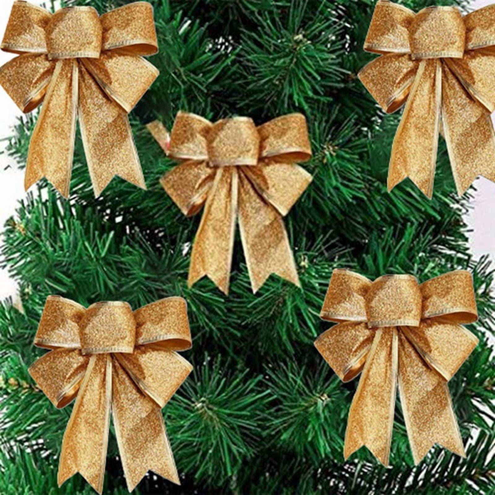 40PCS Christmas Tree Decoration Bows Ribbon Gold 25 X 21cm Xmas Ornaments